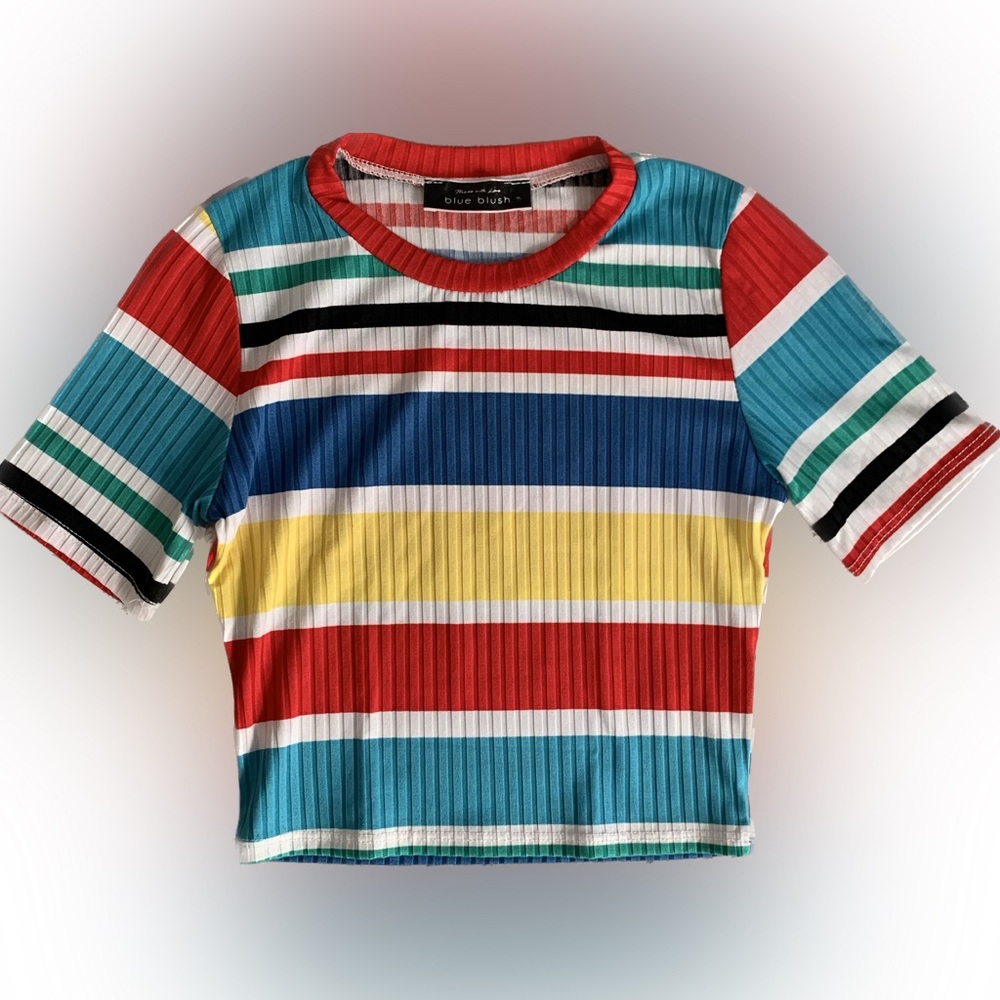 Cropped striped T-shirt